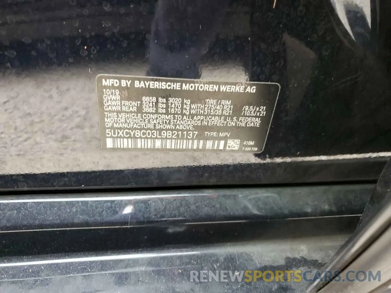 10 fotografías del automóvil dañado 5UXCY8C03L9B21137 BMW X6 2020
