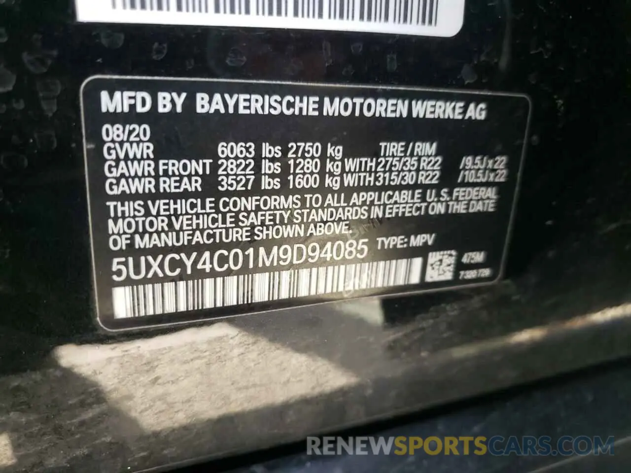 10 fotografías del automóvil dañado 5UXCY4C01M9D94085 BMW X6 2021