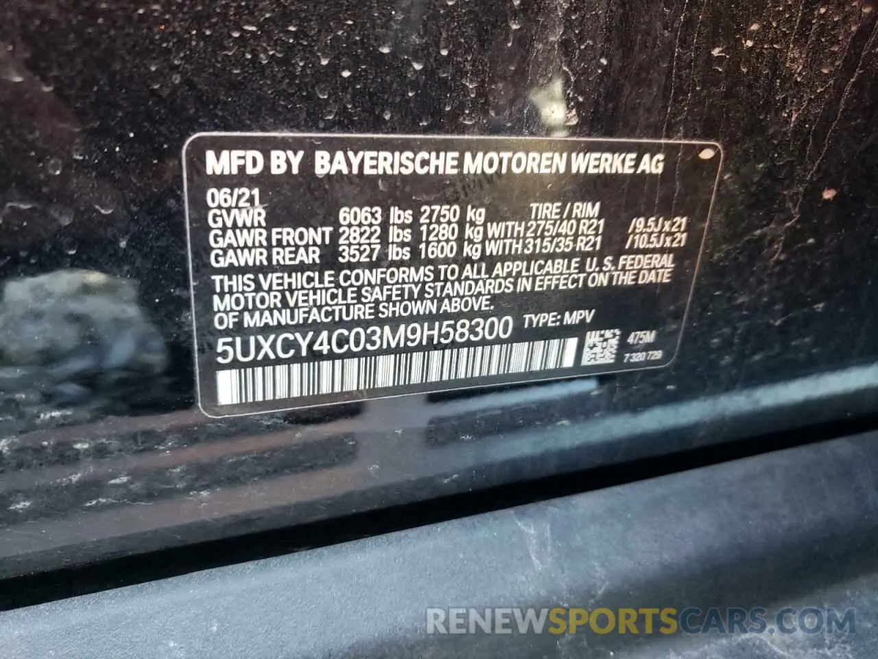 14 fotografías del automóvil dañado 5UXCY4C03M9H58300 BMW X6 2021