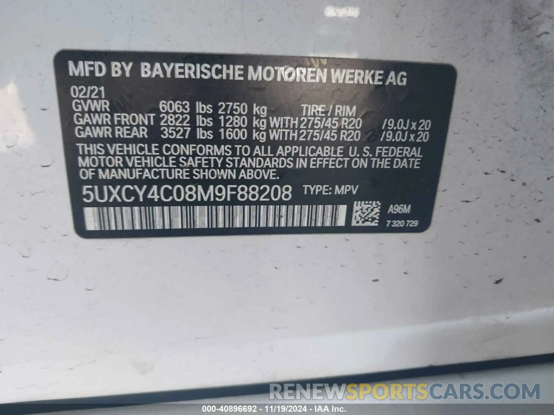 9 fotografías del automóvil dañado 5UXCY4C08M9F88208 BMW X6 2021