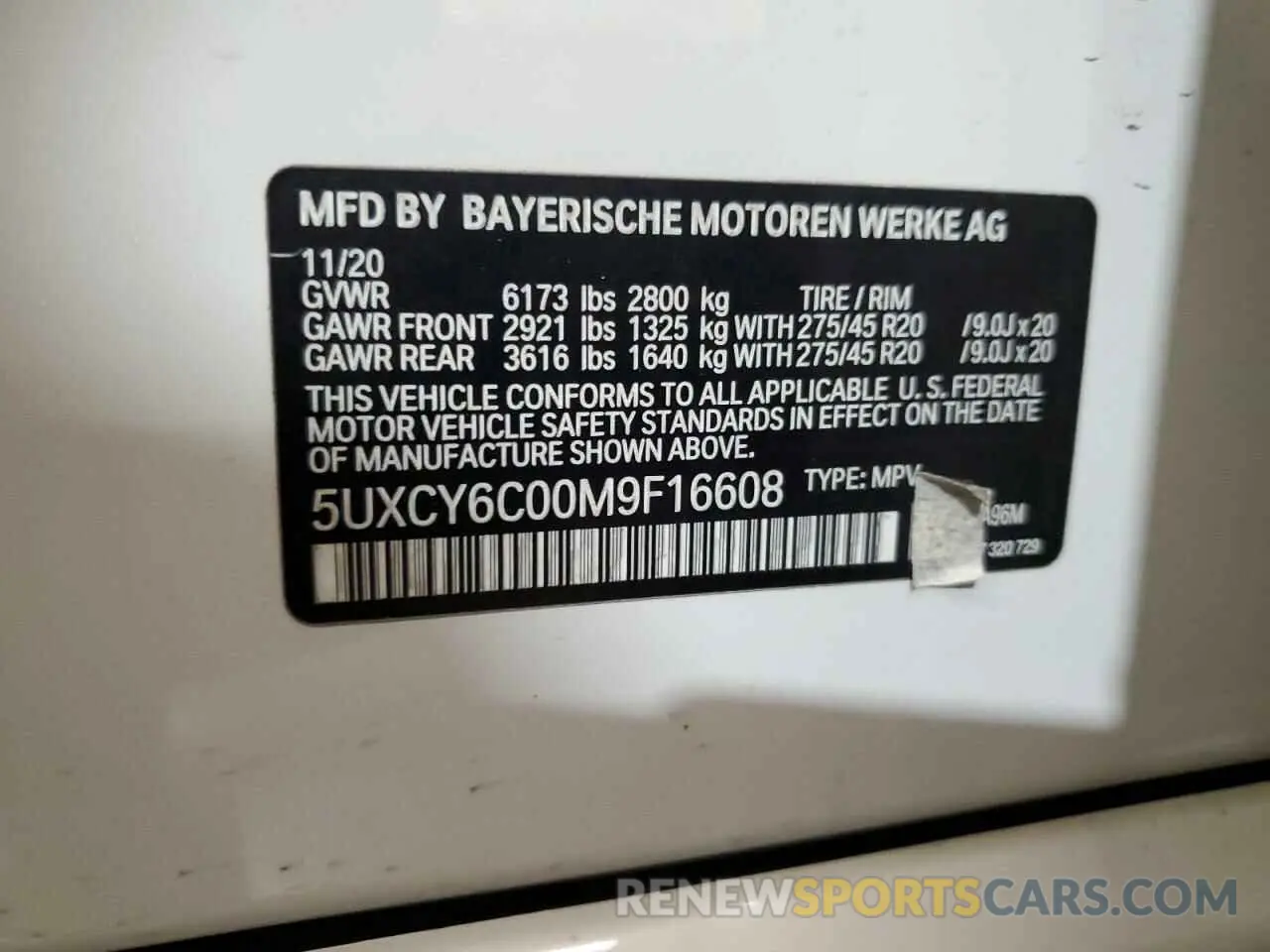 15 fotografías del automóvil dañado 5UXCY6C00M9F16608 BMW X6 2021