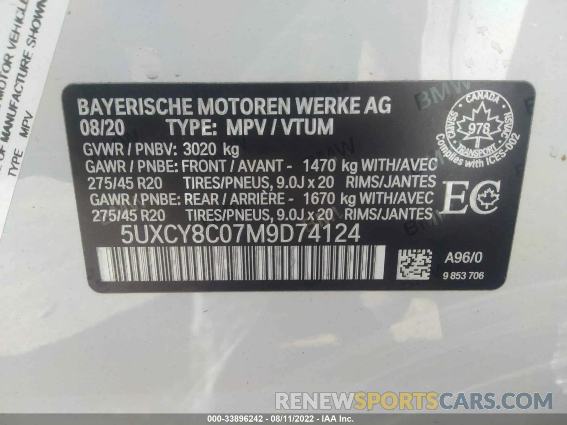 9 fotografías del automóvil dañado 5UXCY8C07M9D74124 BMW X6 2021
