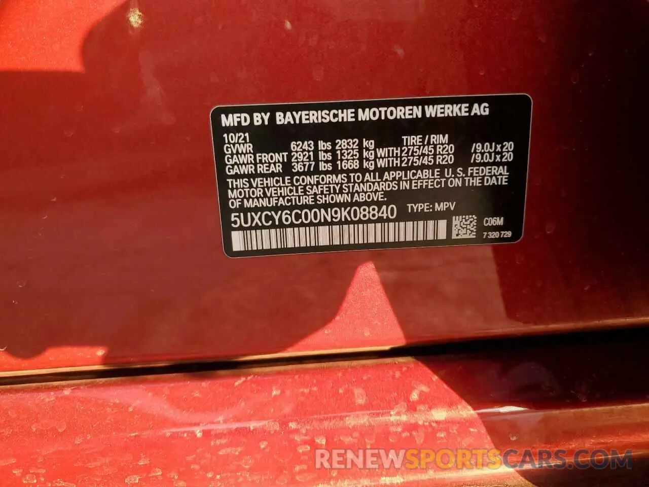 13 fotografías del automóvil dañado 5UXCY6C00N9K08840 BMW X6 2022