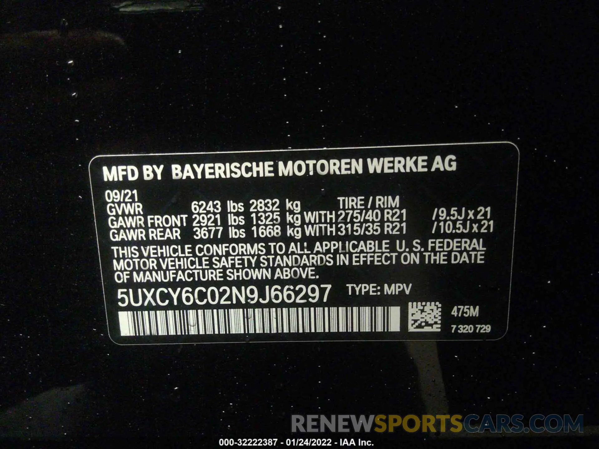 9 fotografías del automóvil dañado 5UXCY6C02N9J66297 BMW X6 2022