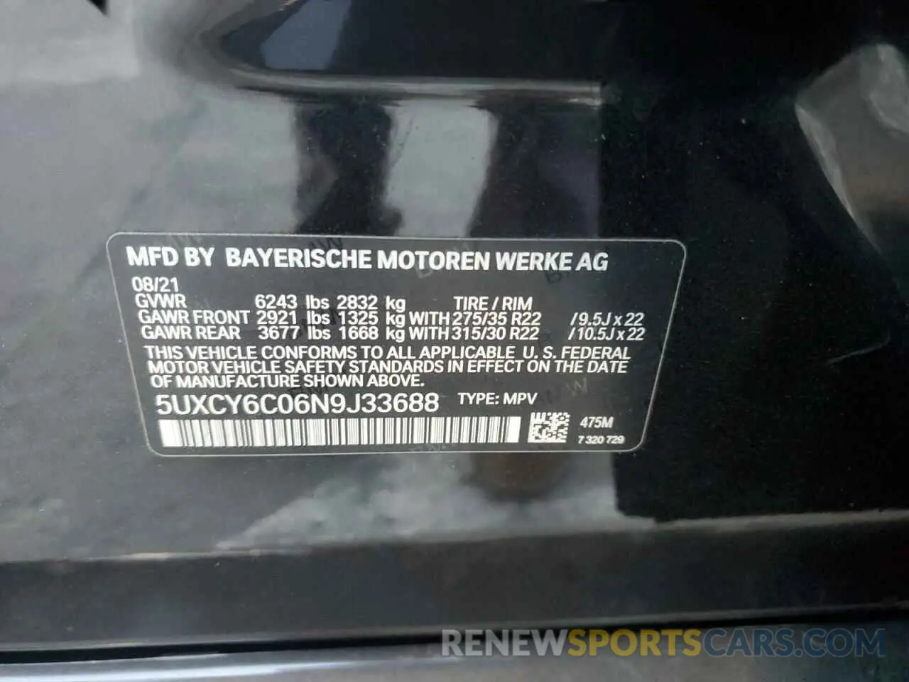 15 fotografías del automóvil dañado 5UXCY6C06N9J33688 BMW X6 2022