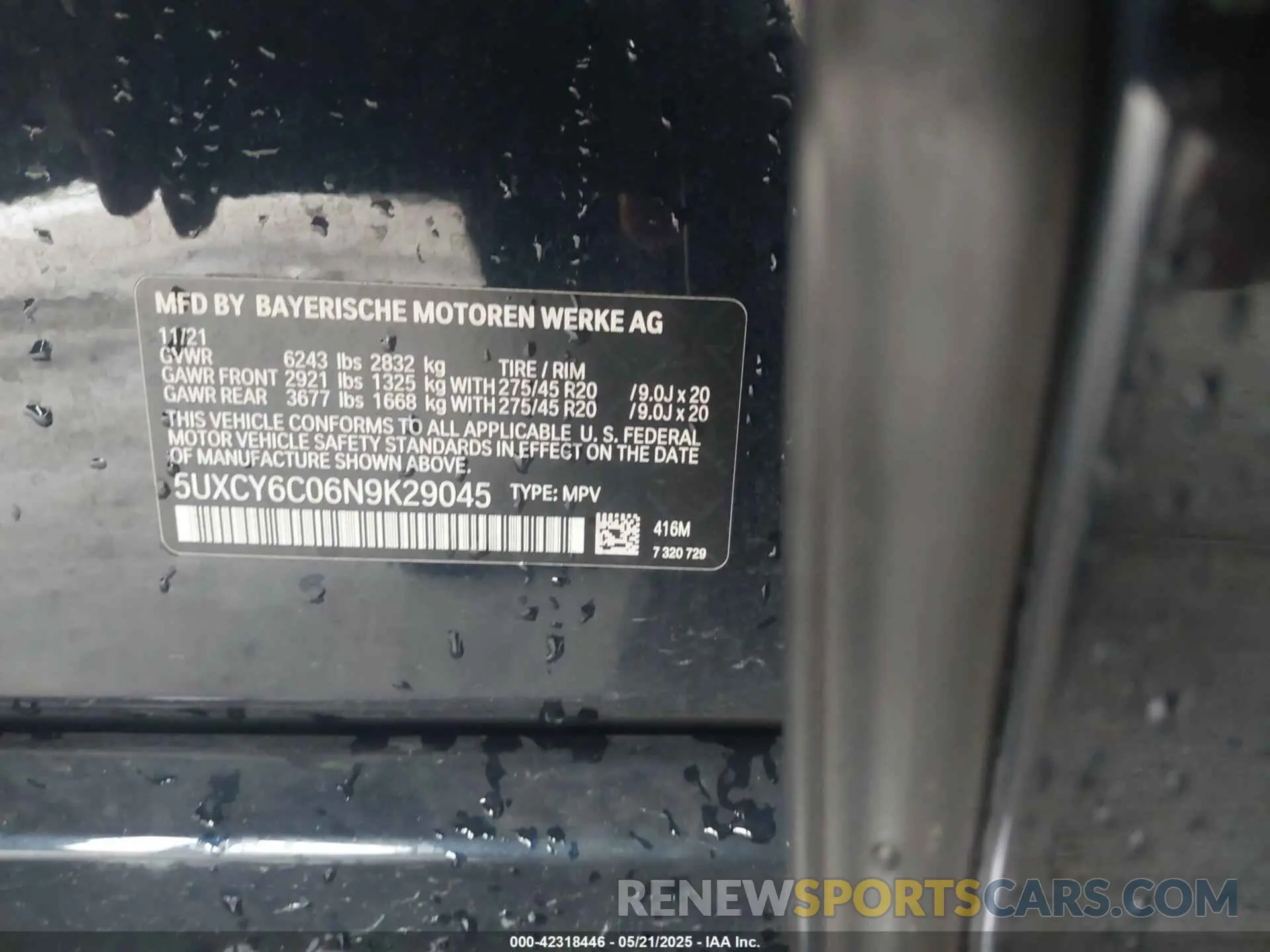 9 fotografías del automóvil dañado 5UXCY6C06N9K29045 BMW X6 2022