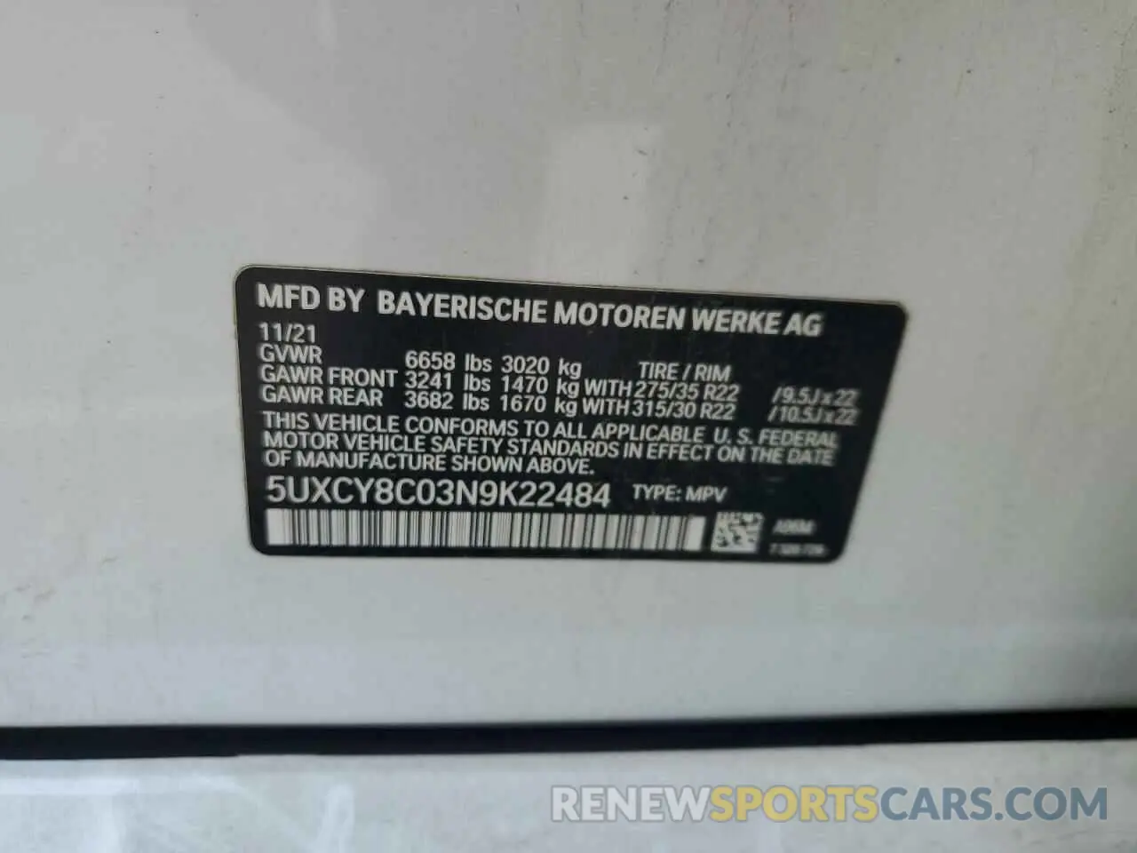 16 fotografías del automóvil dañado 5UXCY8C03N9K22484 BMW X6 2022
