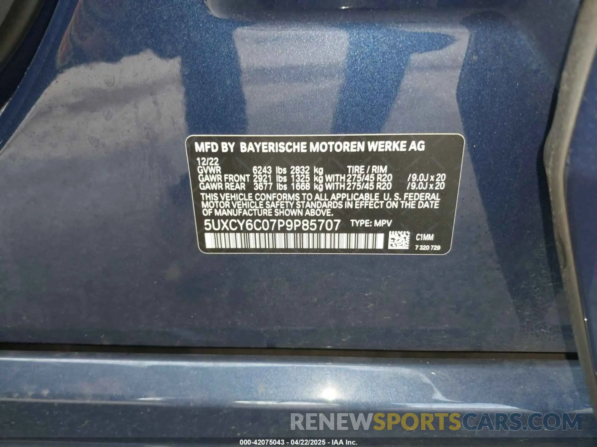 9 fotografías del automóvil dañado 5UXCY6C07P9P85707 BMW X6 2023