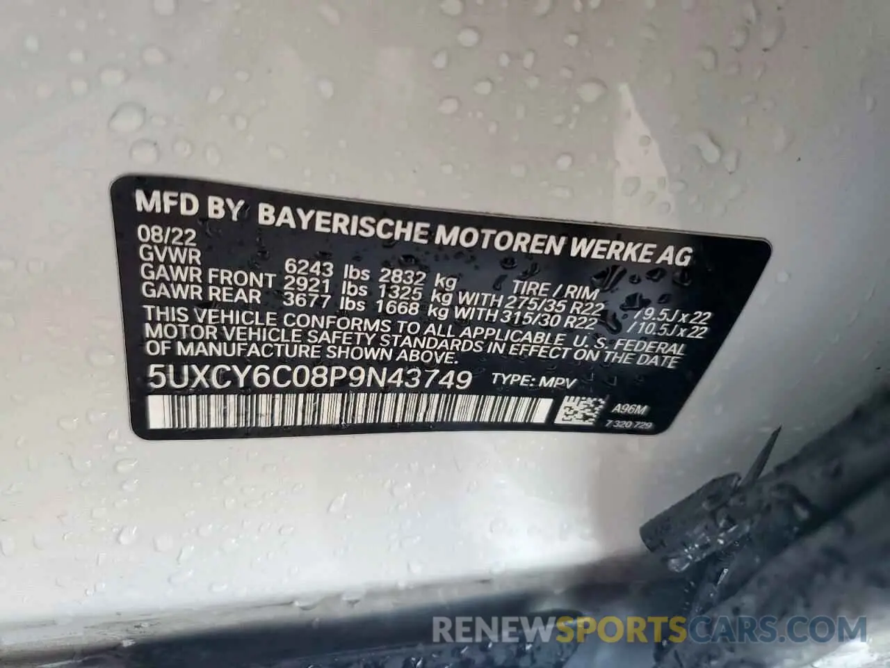 14 fotografías del automóvil dañado 5UXCY6C08P9N43749 BMW X6 2023