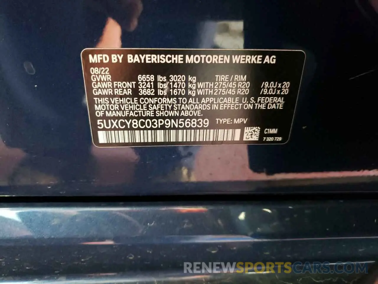 10 fotografías del automóvil dañado 5UXCY8C03P9N56839 BMW X6 2023