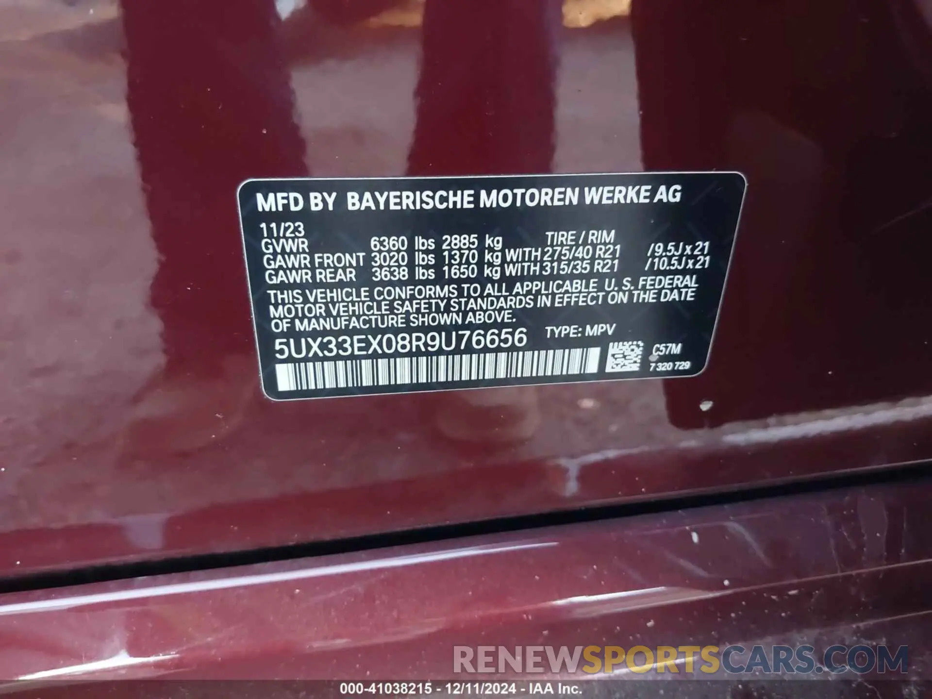 9 fotografías del automóvil dañado 5UX33EX08R9U76656 BMW X6 2024
