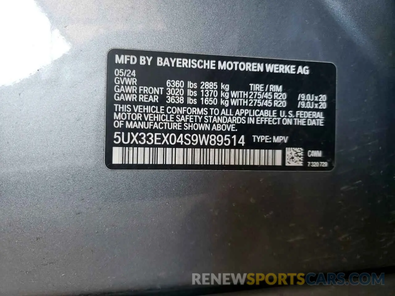 13 fotografías del automóvil dañado 5UX33EX04S9W89514 BMW X6 2025
