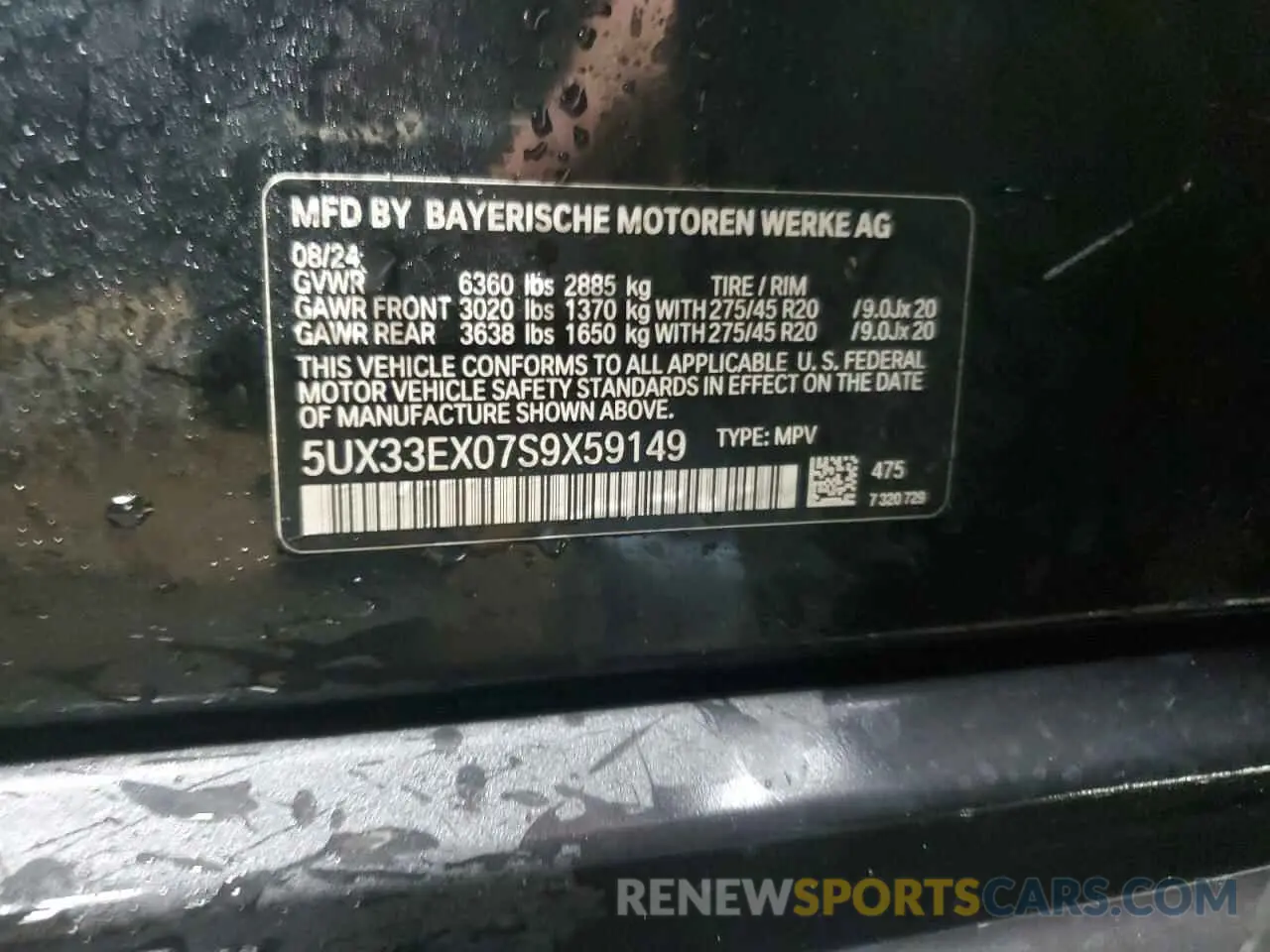 13 fotografías del automóvil dañado 5UX33EX07S9X59149 BMW X6 2025