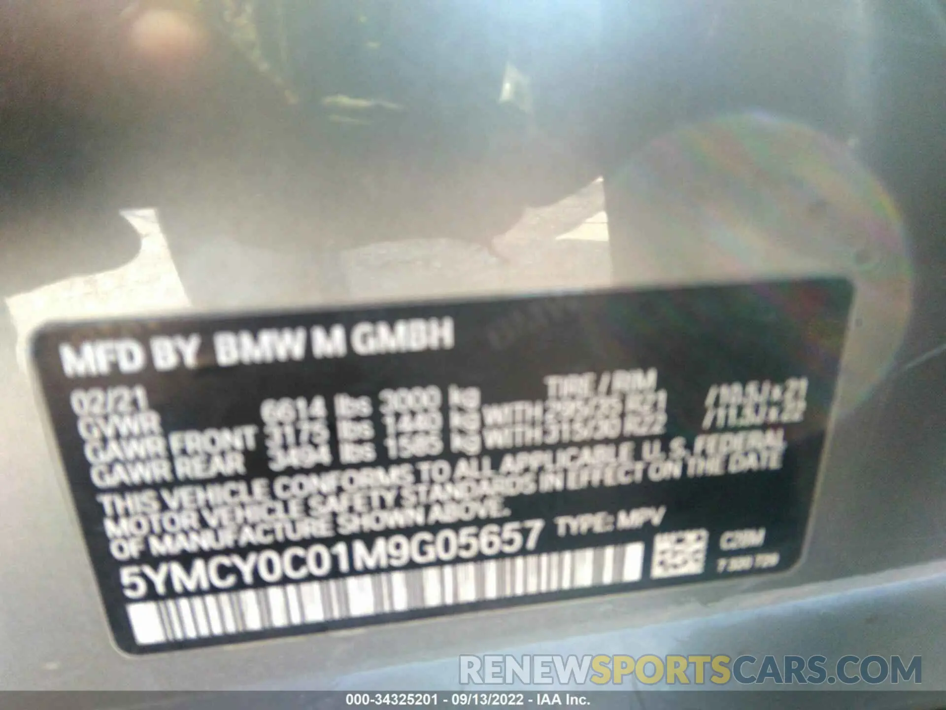 9 fotografías del automóvil dañado 5YMCY0C01M9G05657 BMW X6 M 2021