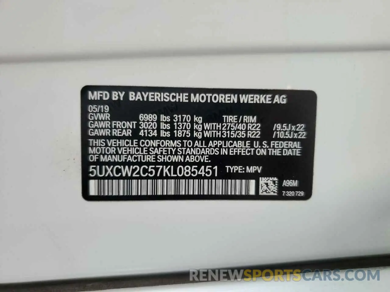 14 fotografías del automóvil dañado 5UXCW2C57KL085451 BMW X7 2019