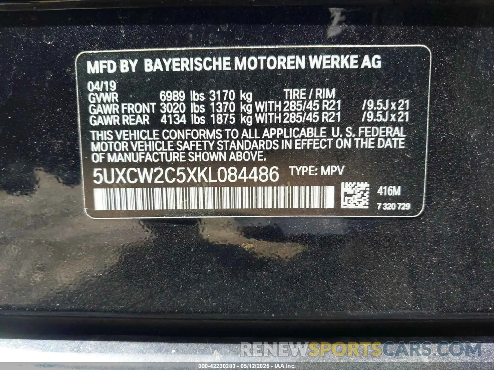 9 fotografías del automóvil dañado 5UXCW2C5XKL084486 BMW X7 2019