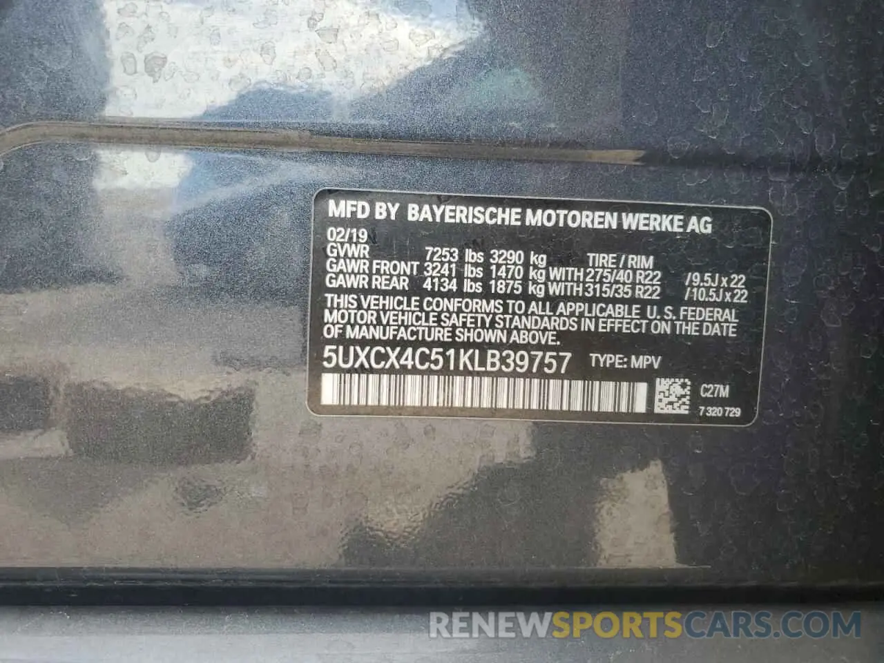 13 fotografías del automóvil dañado 5UXCX4C51KLB39757 BMW X7 2019