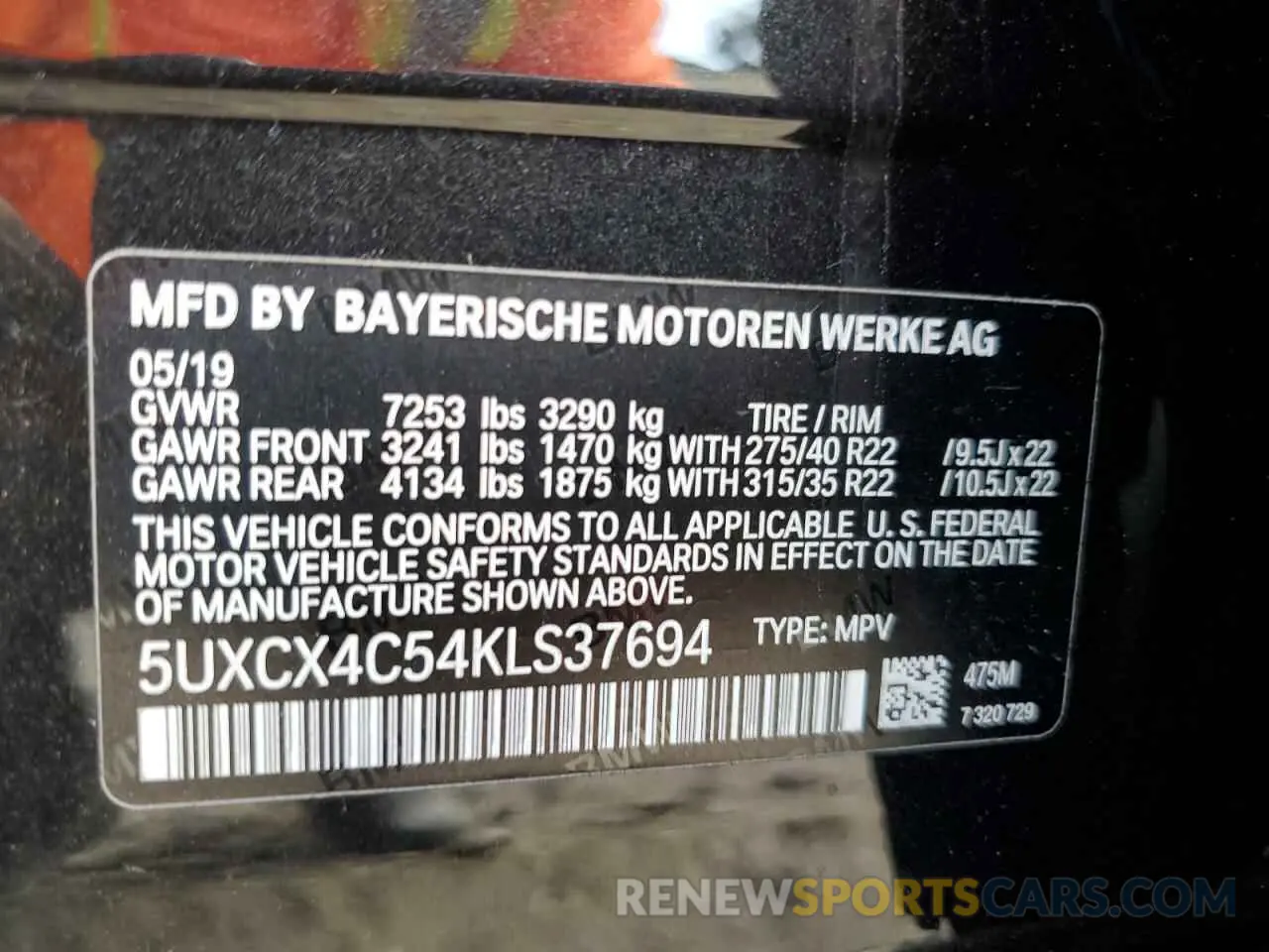 14 fotografías del automóvil dañado 5UXCX4C54KLS37694 BMW X7 2019