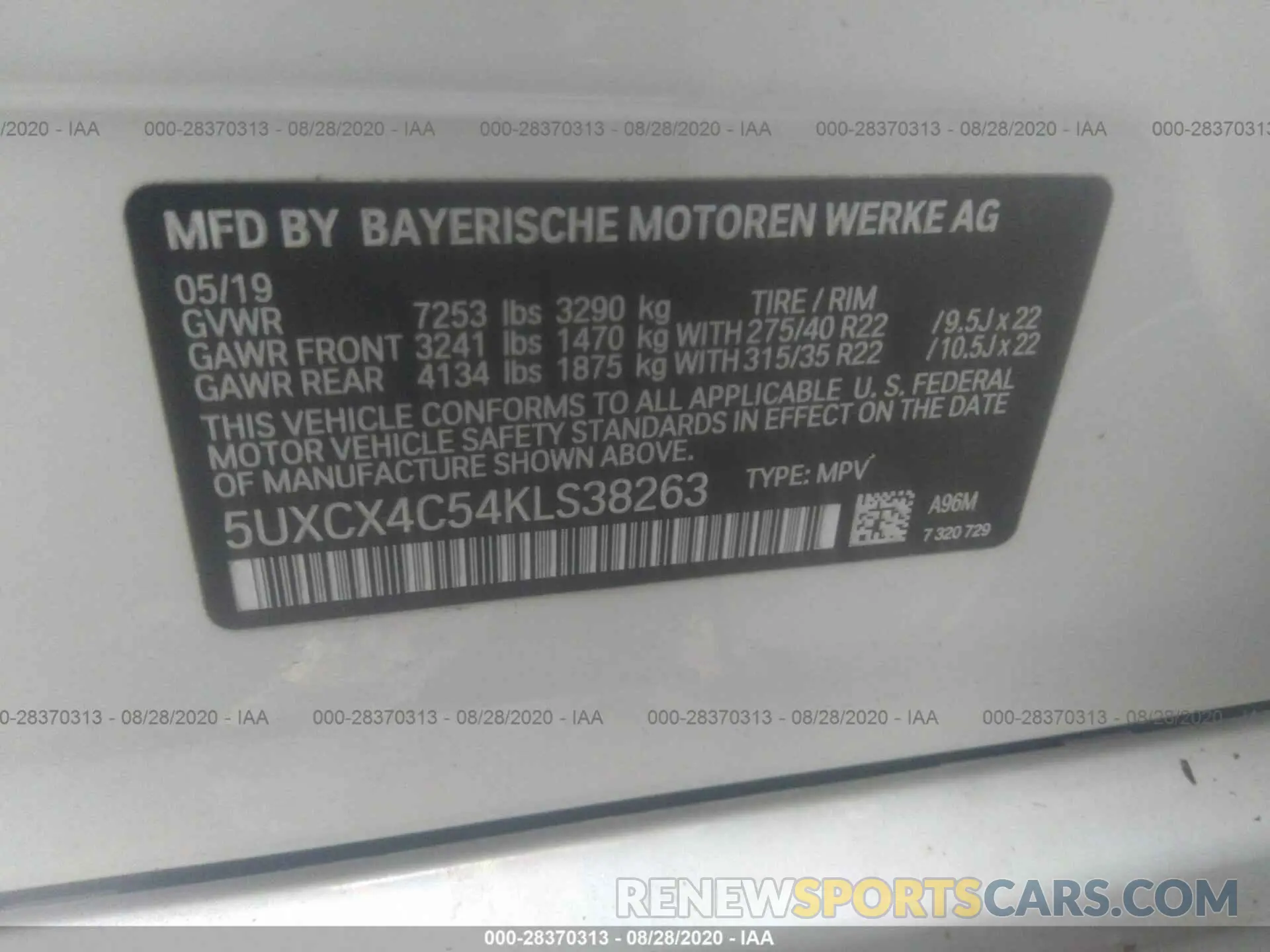 9 fotografías del automóvil dañado 5UXCX4C54KLS38263 BMW X7 2019