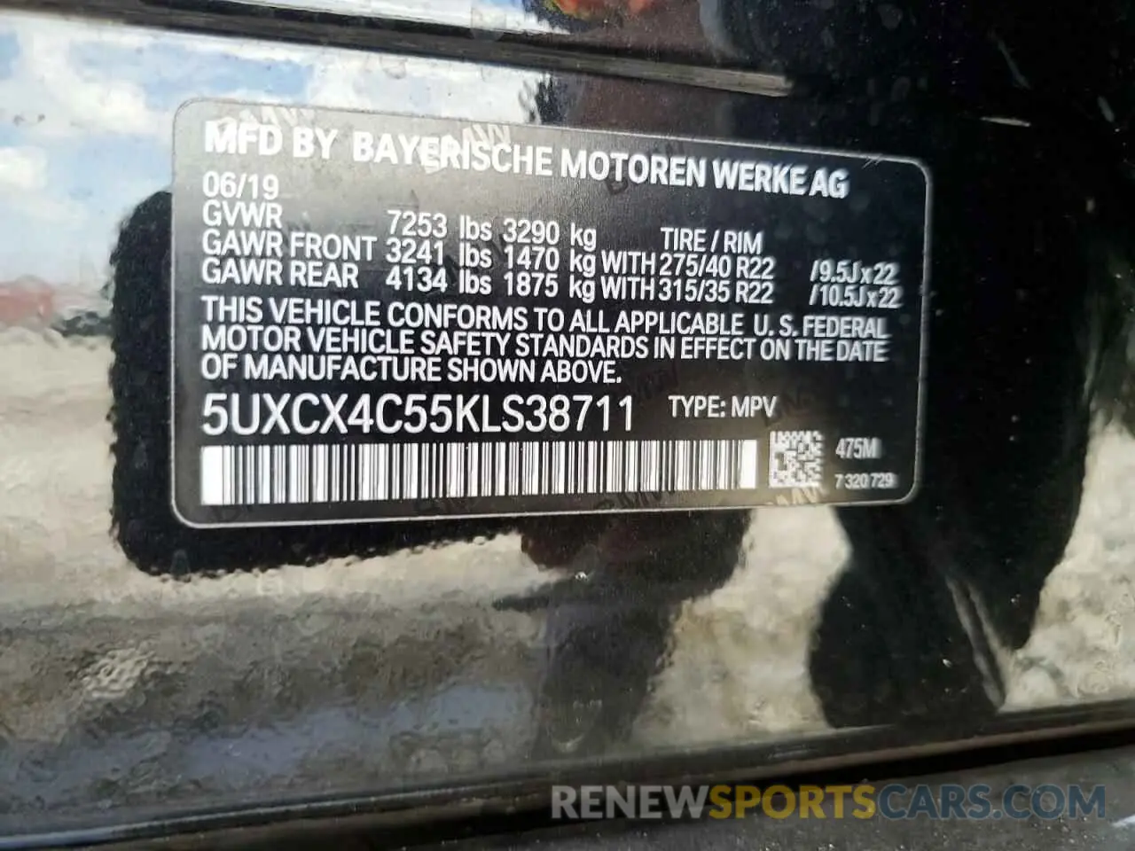 13 fotografías del automóvil dañado 5UXCX4C55KLS38711 BMW X7 2019