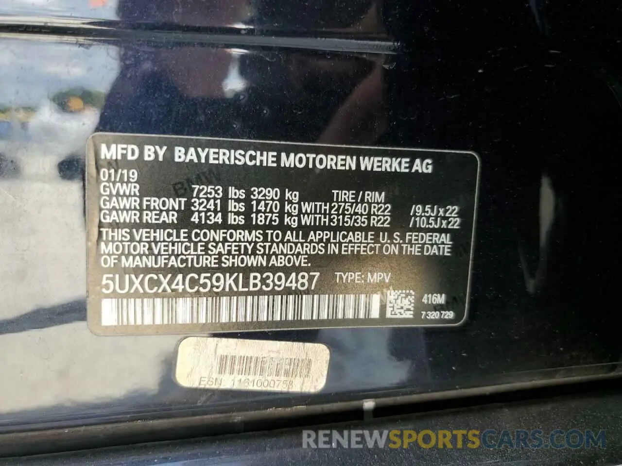 13 fotografías del automóvil dañado 5UXCX4C59KLB39487 BMW X7 2019