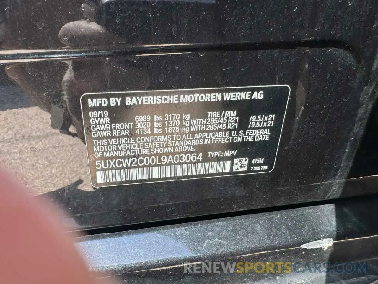 10 fotografías del automóvil dañado 5UXCW2C00L9A03064 BMW X7 2020