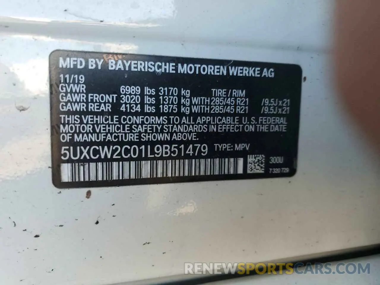 15 fotografías del automóvil dañado 5UXCW2C01L9B51479 BMW X7 2020