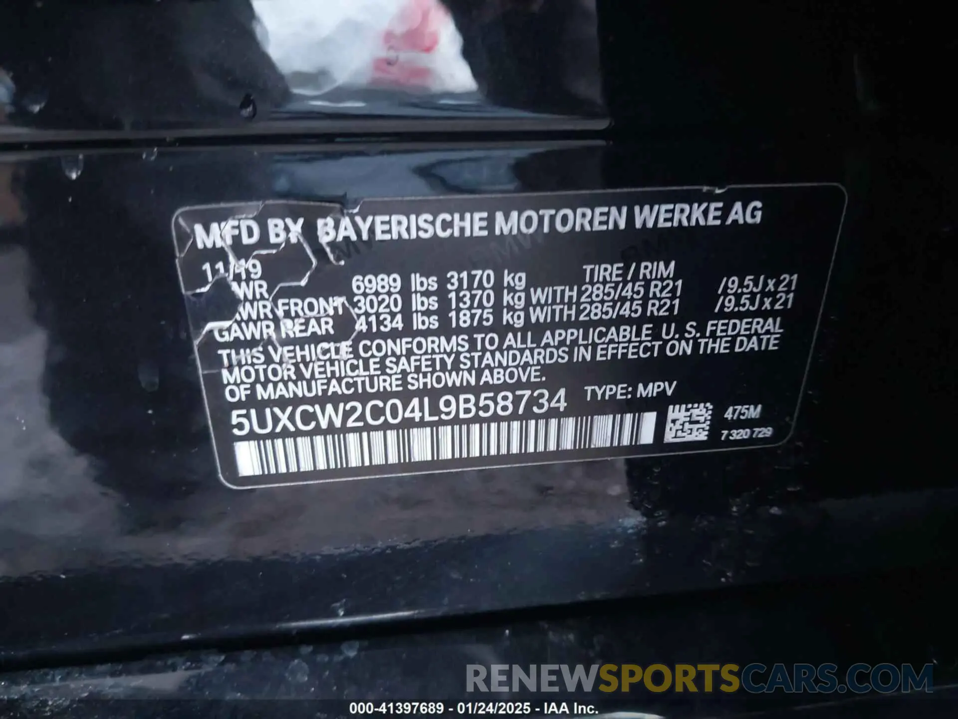 9 fotografías del automóvil dañado 5UXCW2C04L9B58734 BMW X7 2020