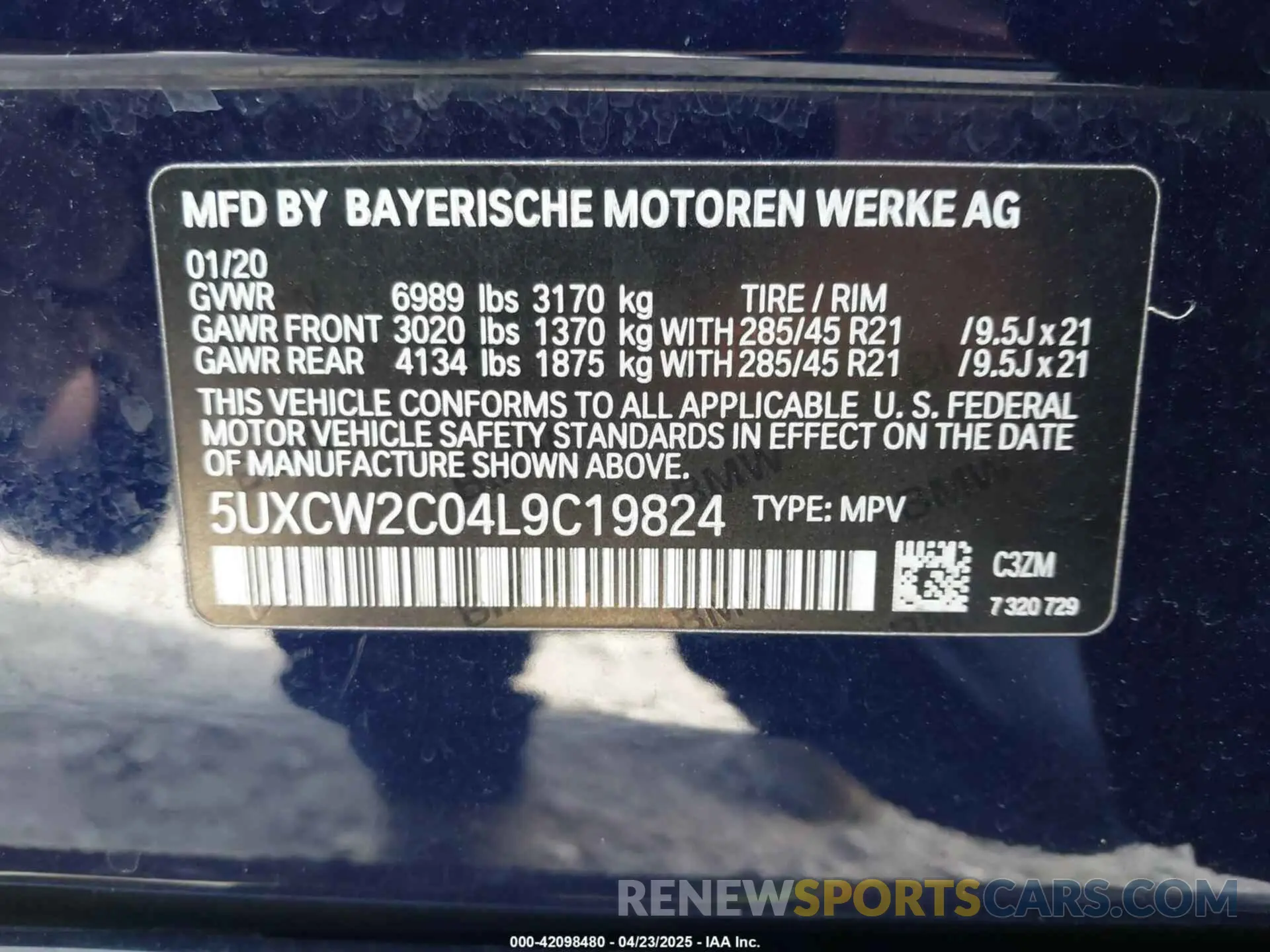 9 fotografías del automóvil dañado 5UXCW2C04L9C19824 BMW X7 2020