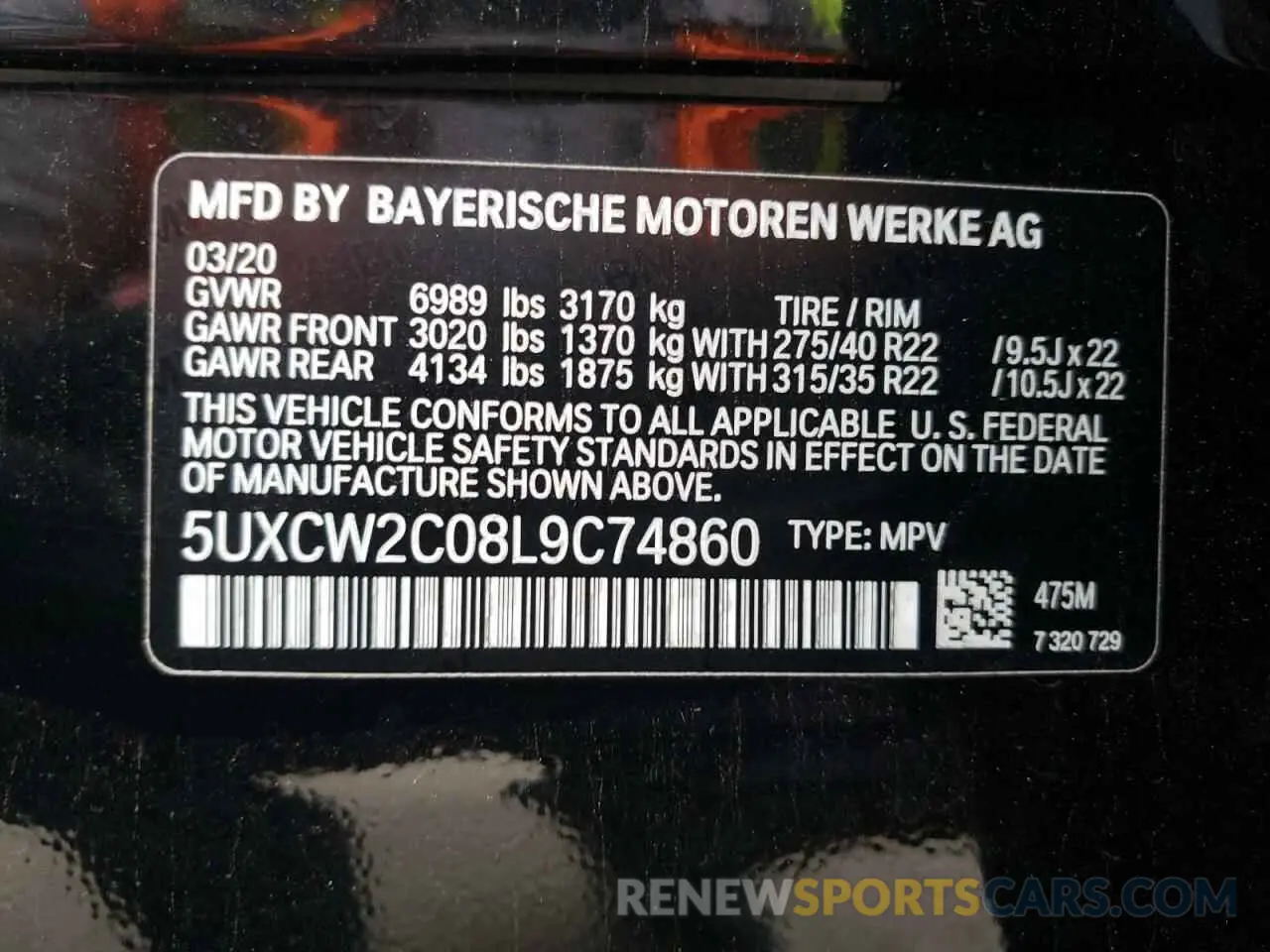 14 fotografías del automóvil dañado 5UXCW2C08L9C74860 BMW X7 2020