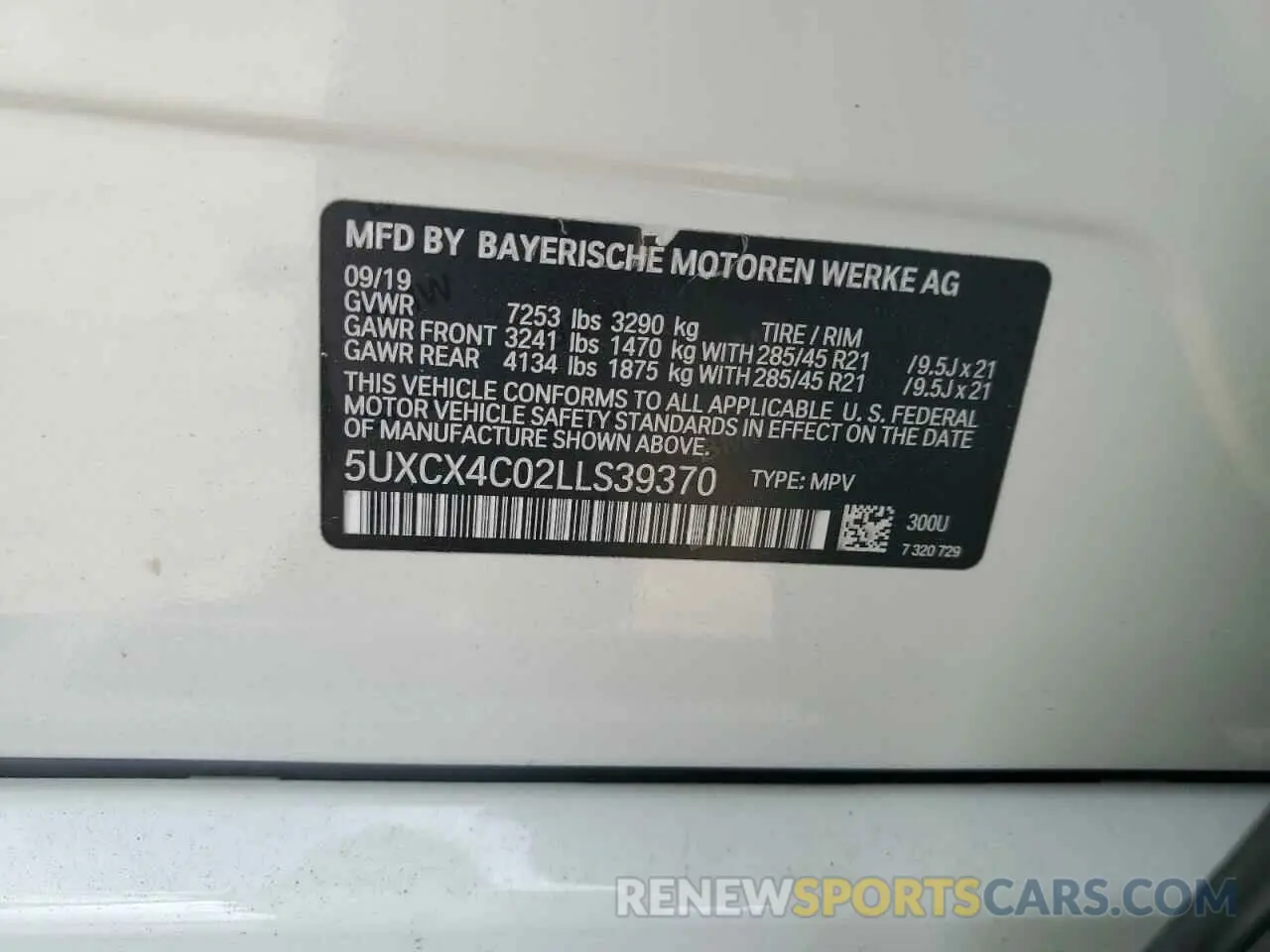 12 fotografías del automóvil dañado 5UXCX4C02LLS39370 BMW X7 2020