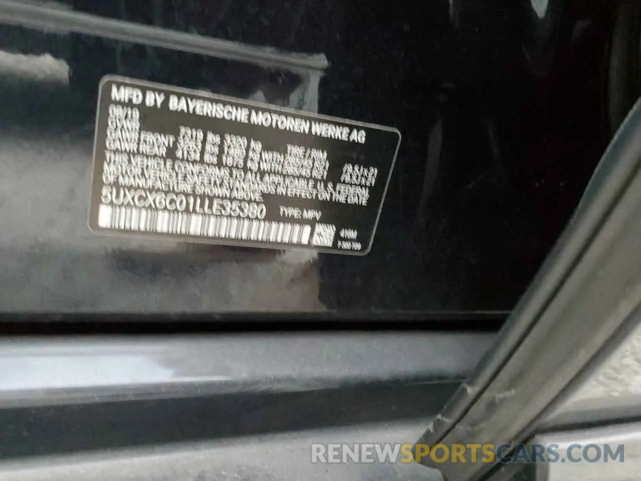10 fotografías del automóvil dañado 5UXCX6C01LLE35380 BMW X7 2020