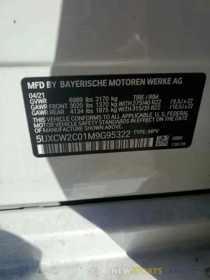 13 fotografías del automóvil dañado 5UXCW2C01M9G95322 BMW X7 2021