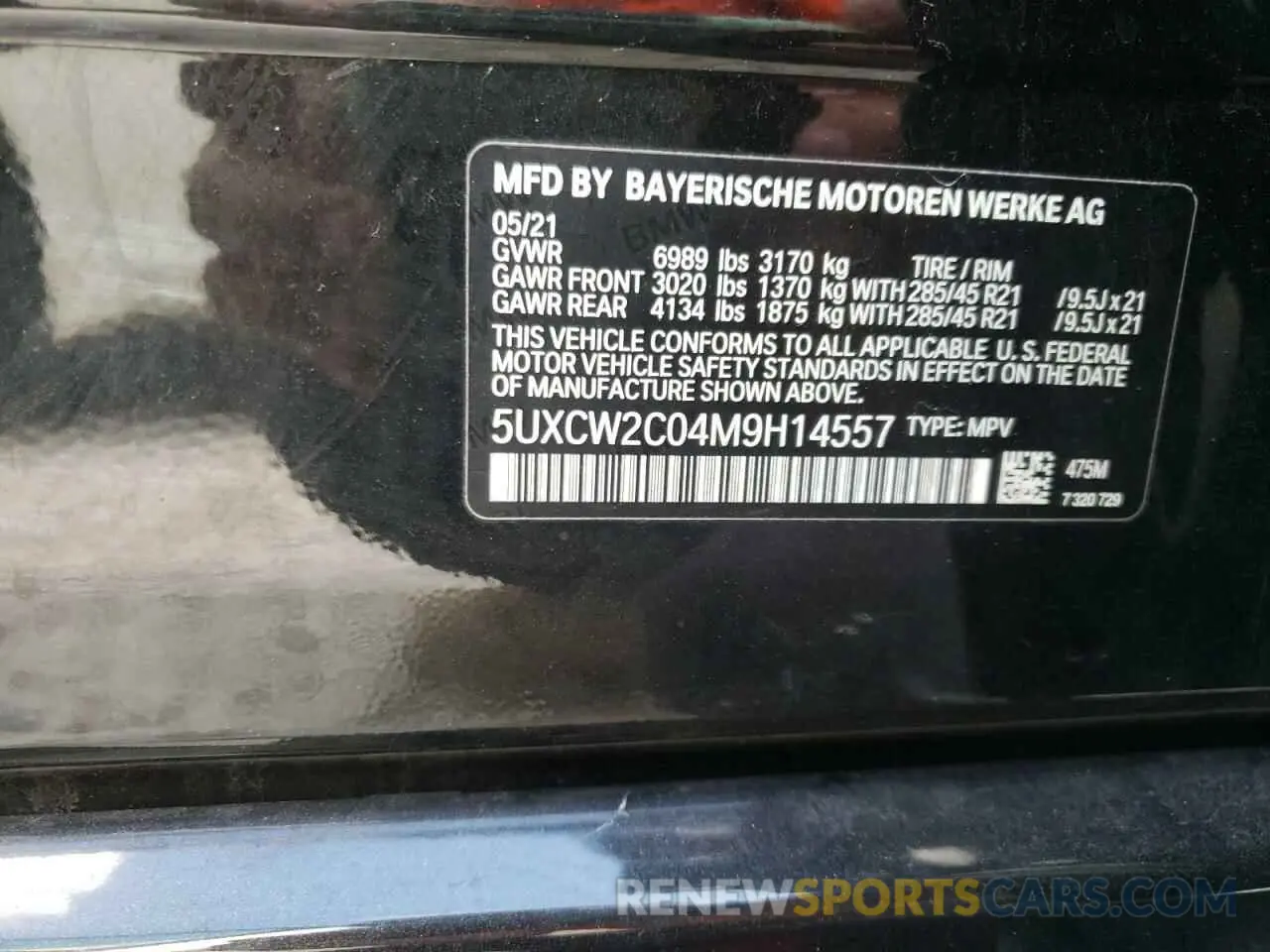 10 fotografías del automóvil dañado 5UXCW2C04M9H14557 BMW X7 2021
