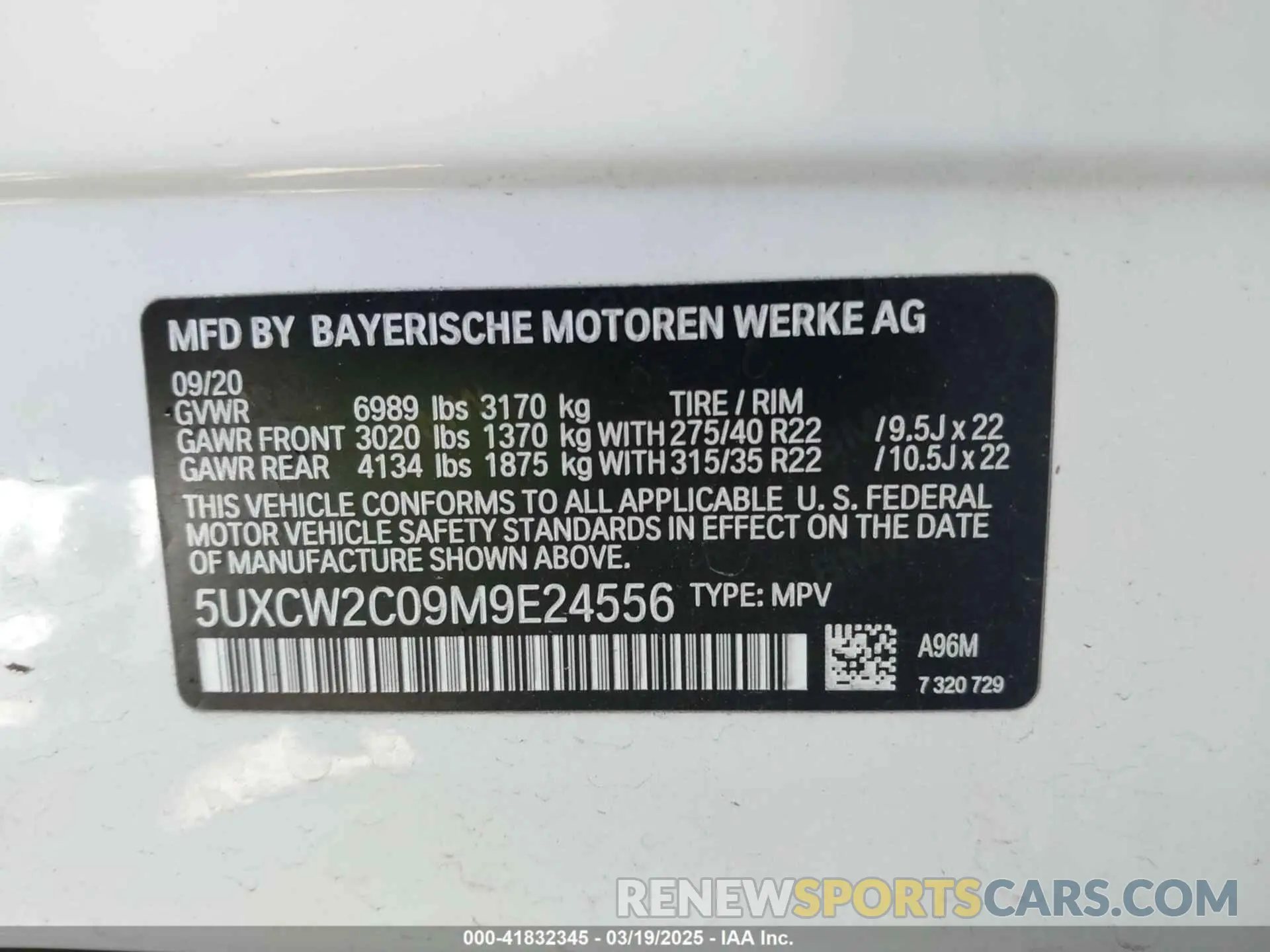 9 fotografías del automóvil dañado 5UXCW2C09M9E24556 BMW X7 2021