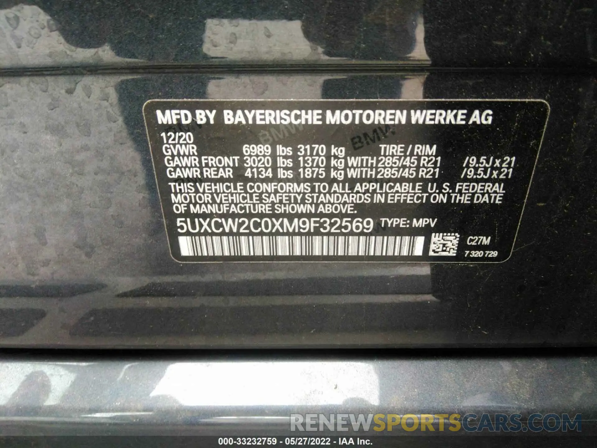 9 fotografías del automóvil dañado 5UXCW2C0XM9F32569 BMW X7 2021