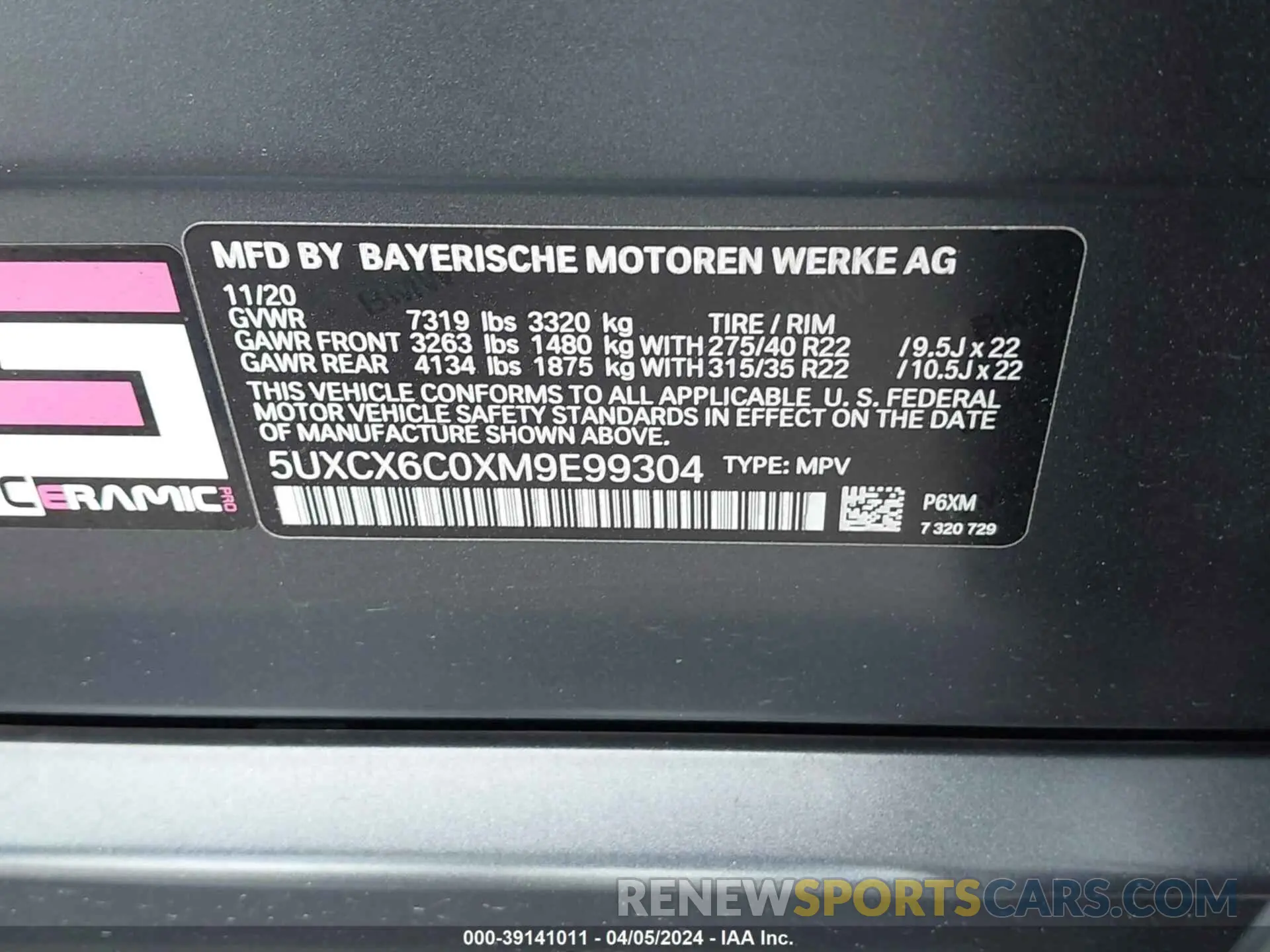 9 fotografías del automóvil dañado 5UXCX6C0XM9E99304 BMW X7 2021