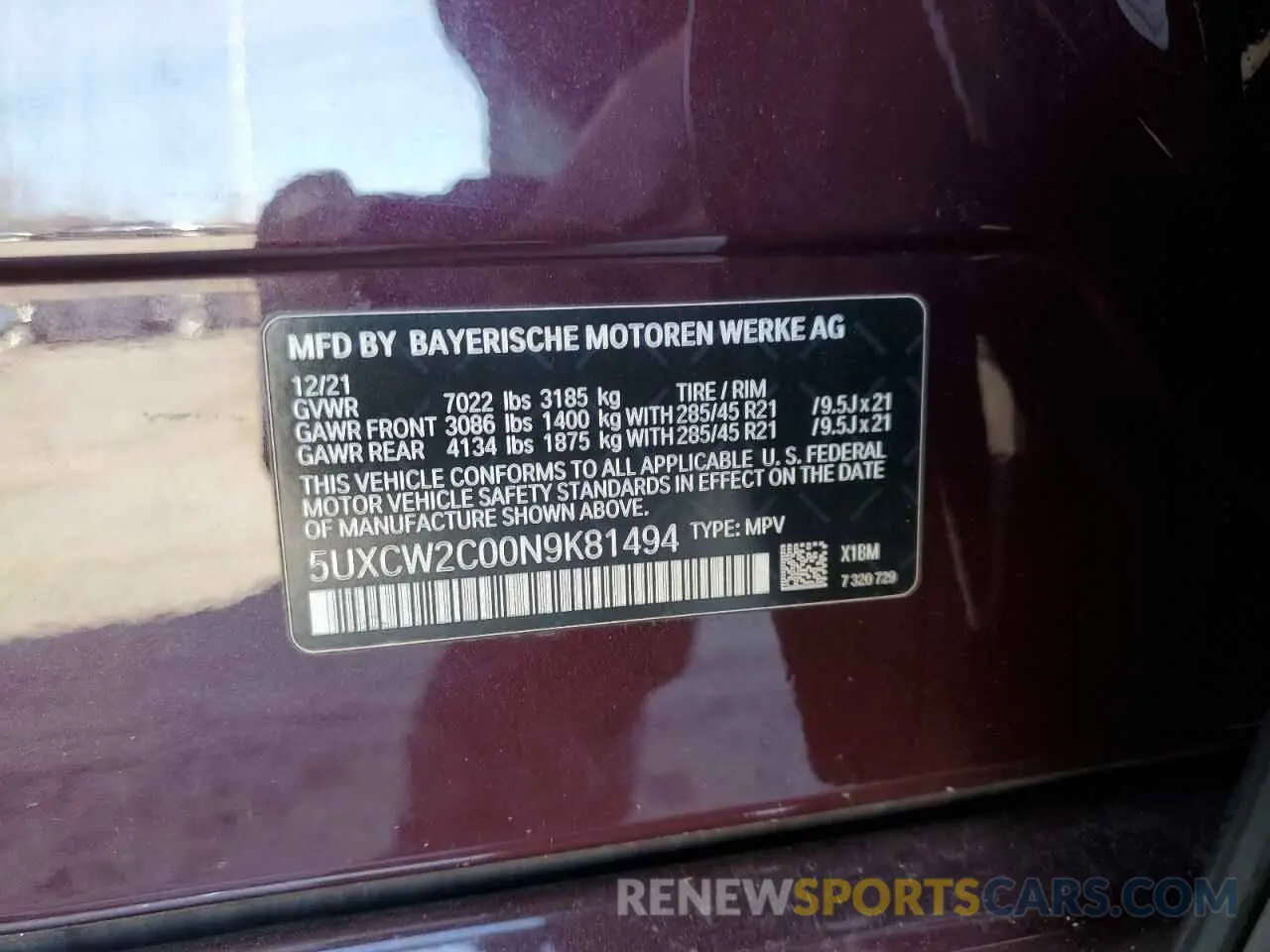 14 fotografías del automóvil dañado 5UXCW2C00N9K81494 BMW X7 2022