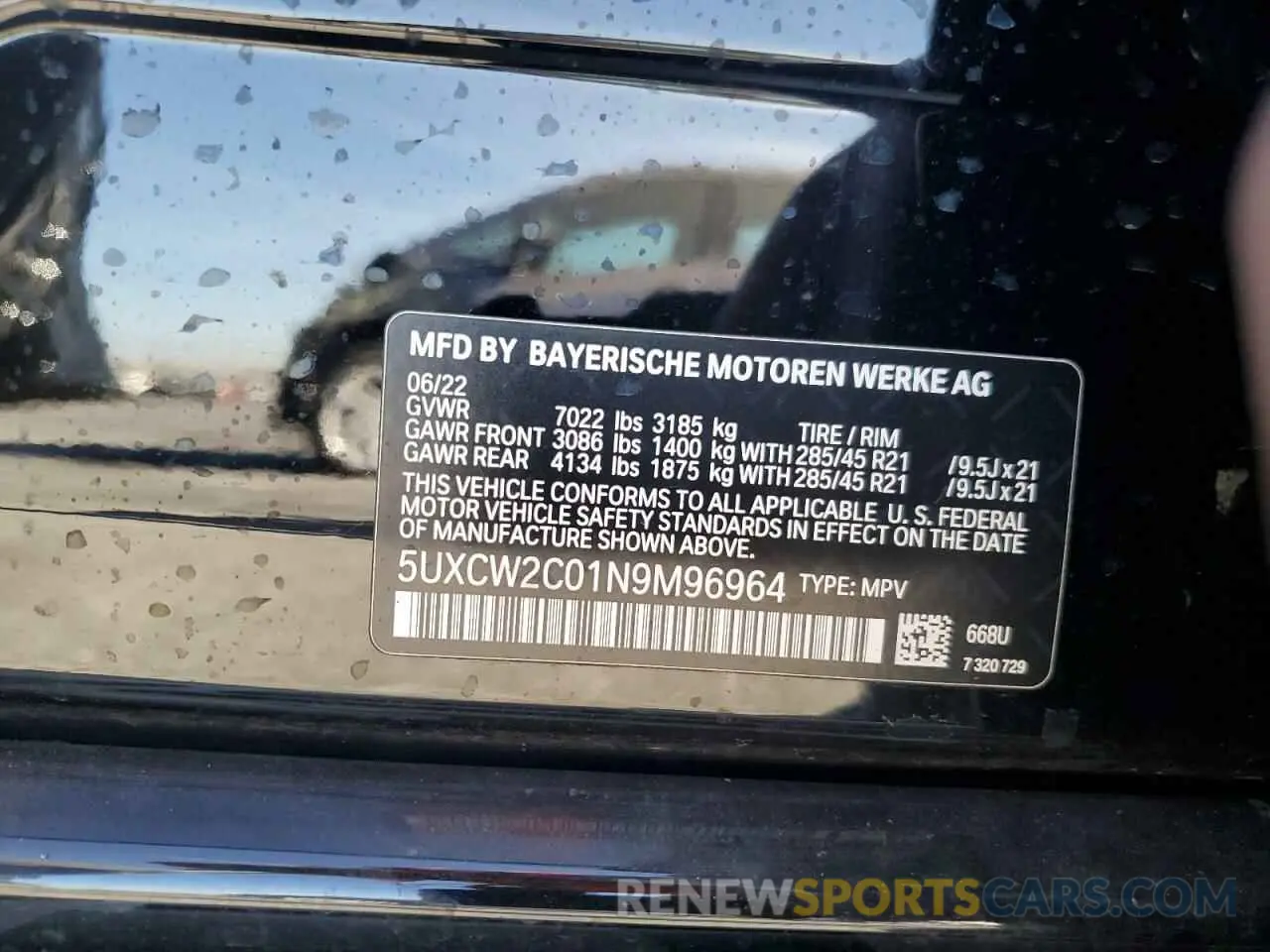 14 fotografías del automóvil dañado 5UXCW2C01N9M96964 BMW X7 2022