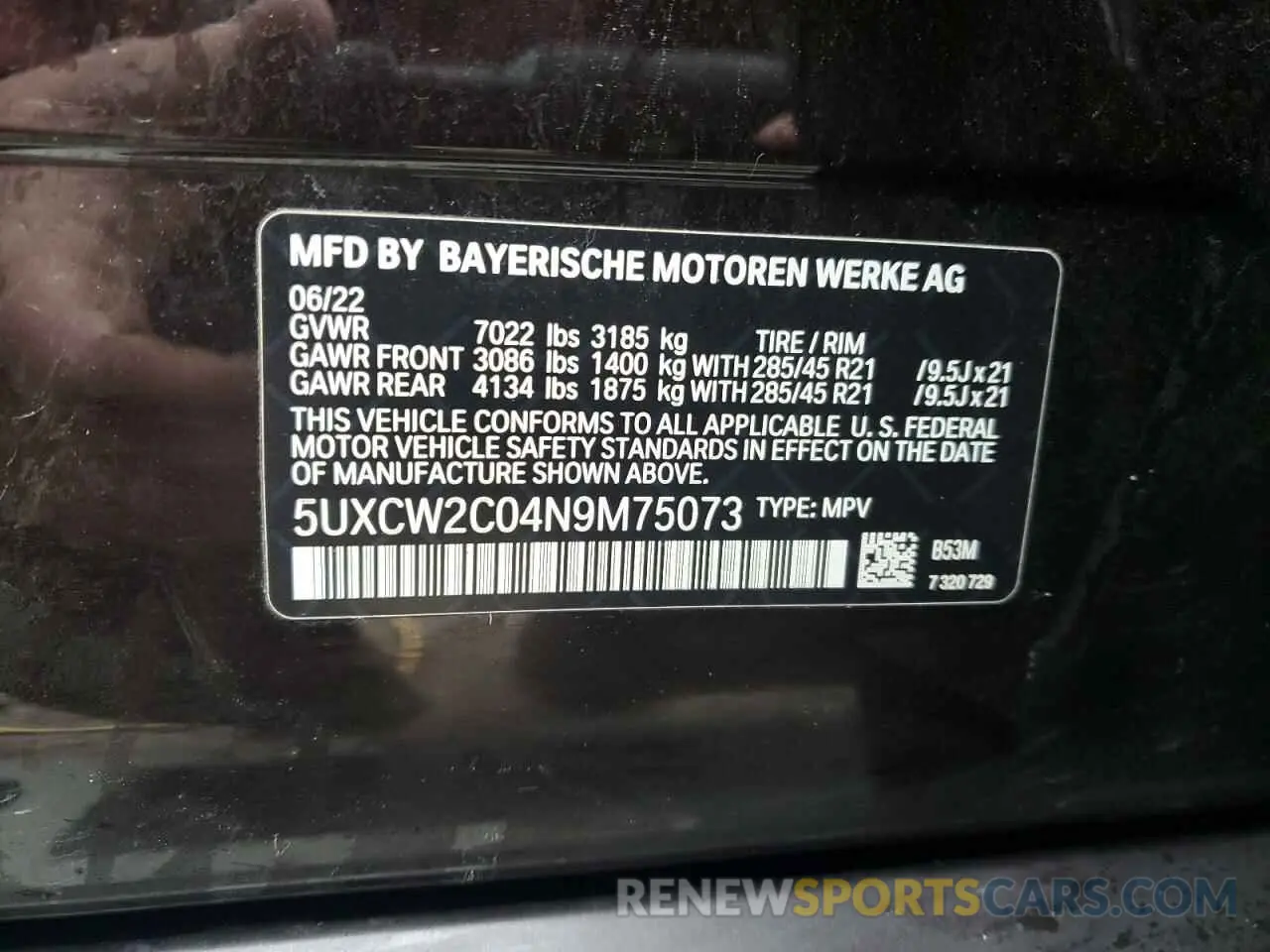 13 fotografías del automóvil dañado 5UXCW2C04N9M75073 BMW X7 2022
