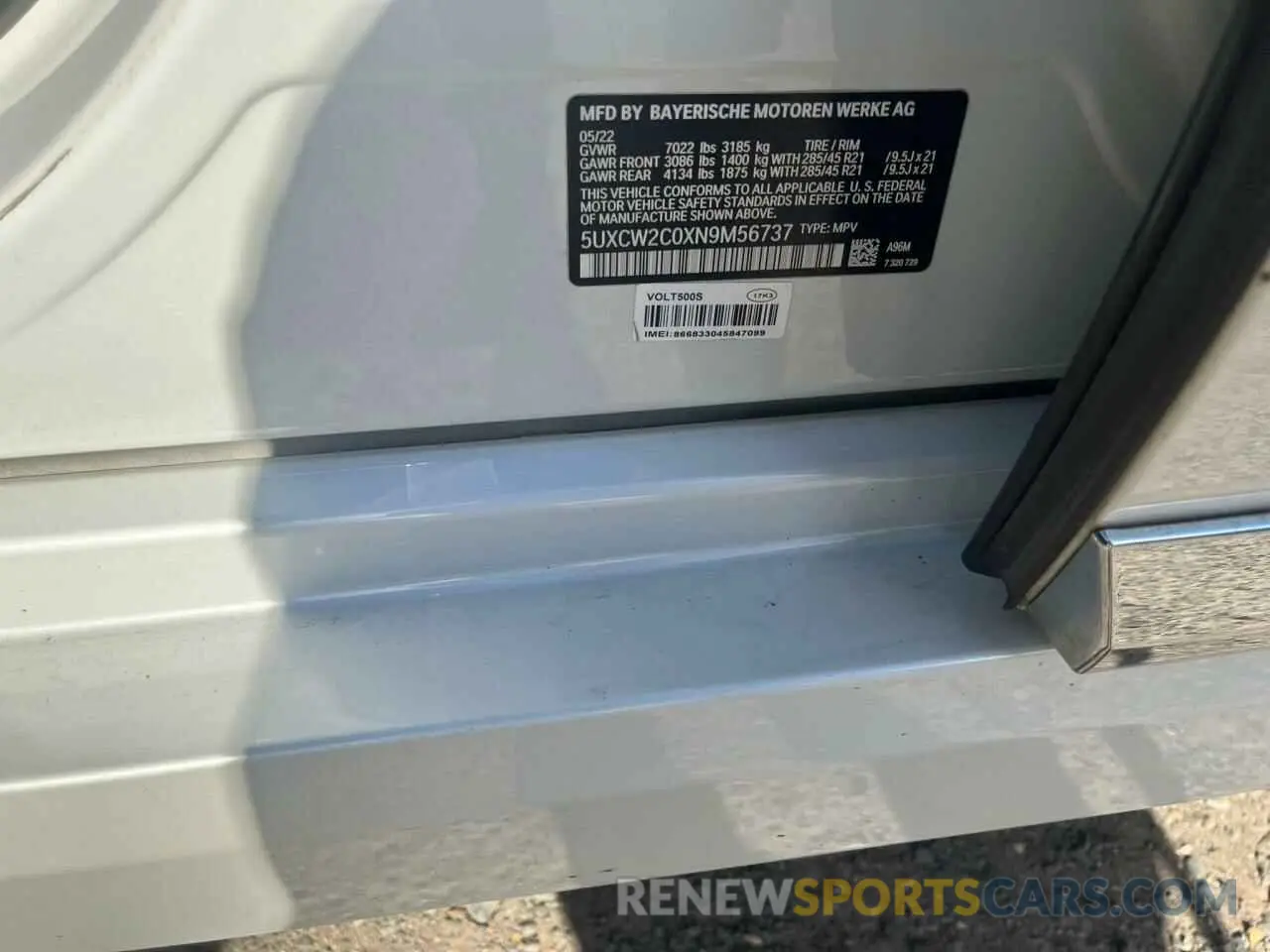 10 fotografías del automóvil dañado 5UXCW2C0XN9M56737 BMW X7 2022