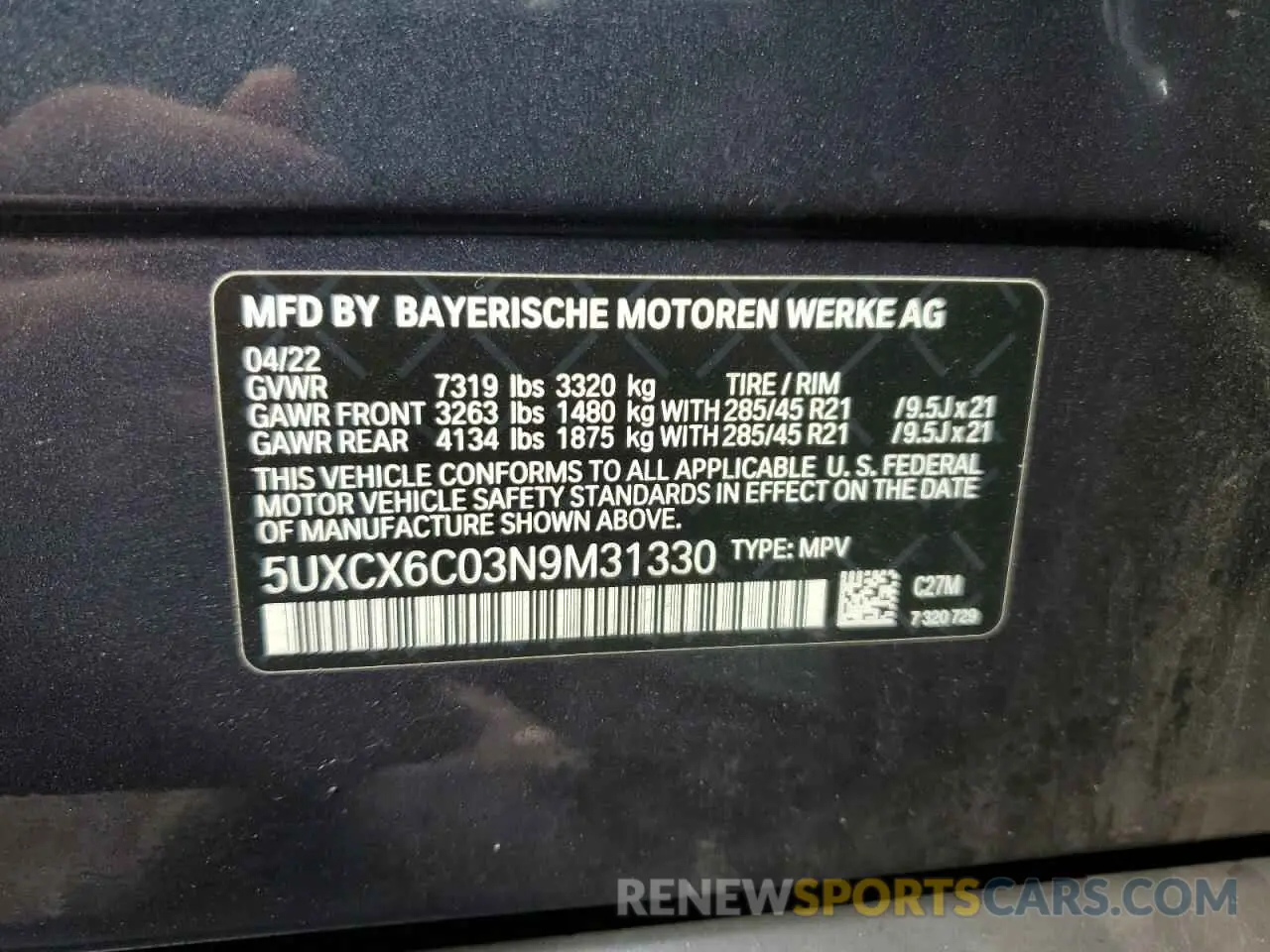 13 fotografías del automóvil dañado 5UXCX6C03N9M31330 BMW X7 2022