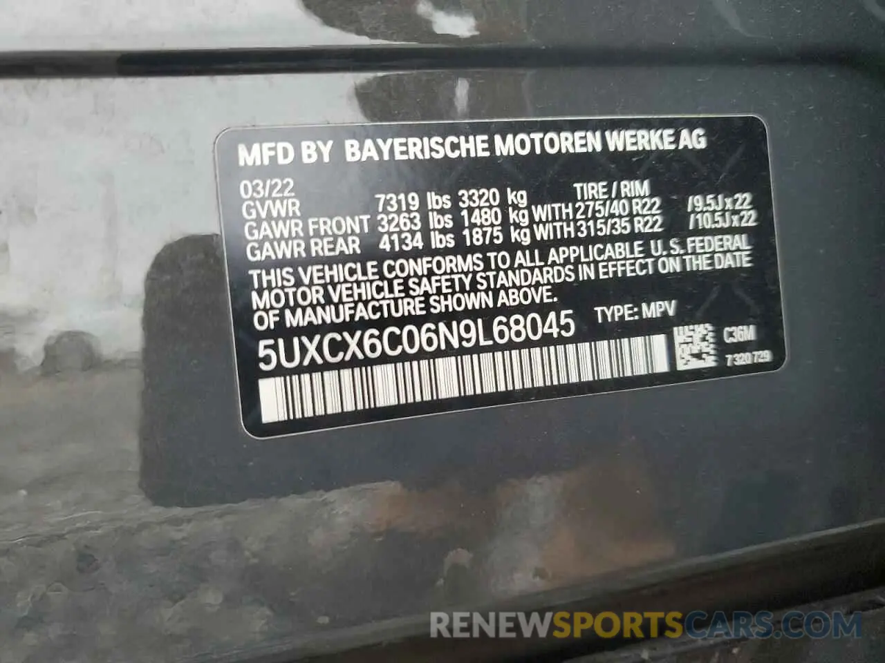 16 fotografías del automóvil dañado 5UXCX6C06N9L68045 BMW X7 2022