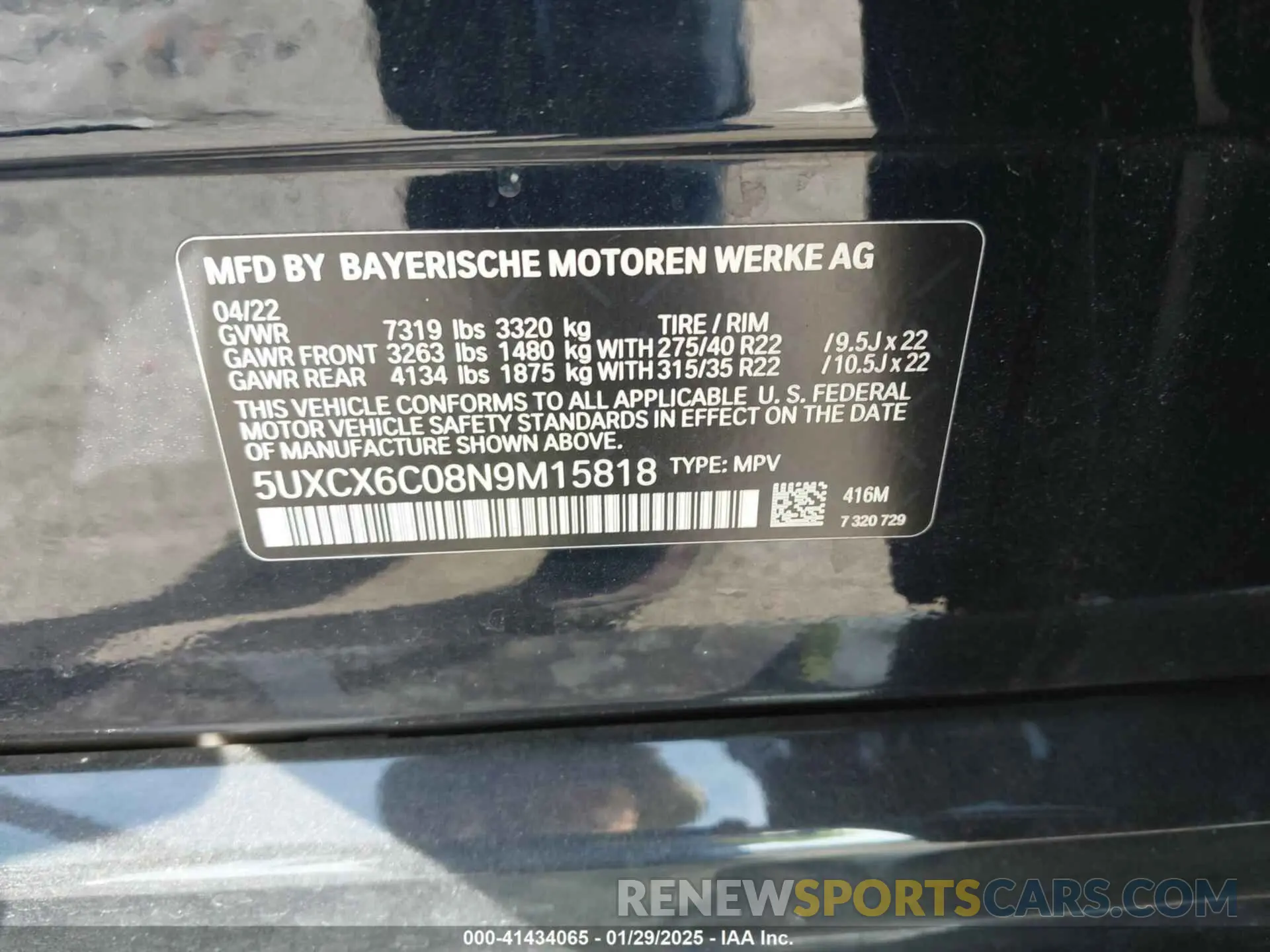 9 fotografías del automóvil dañado 5UXCX6C08N9M15818 BMW X7 2022