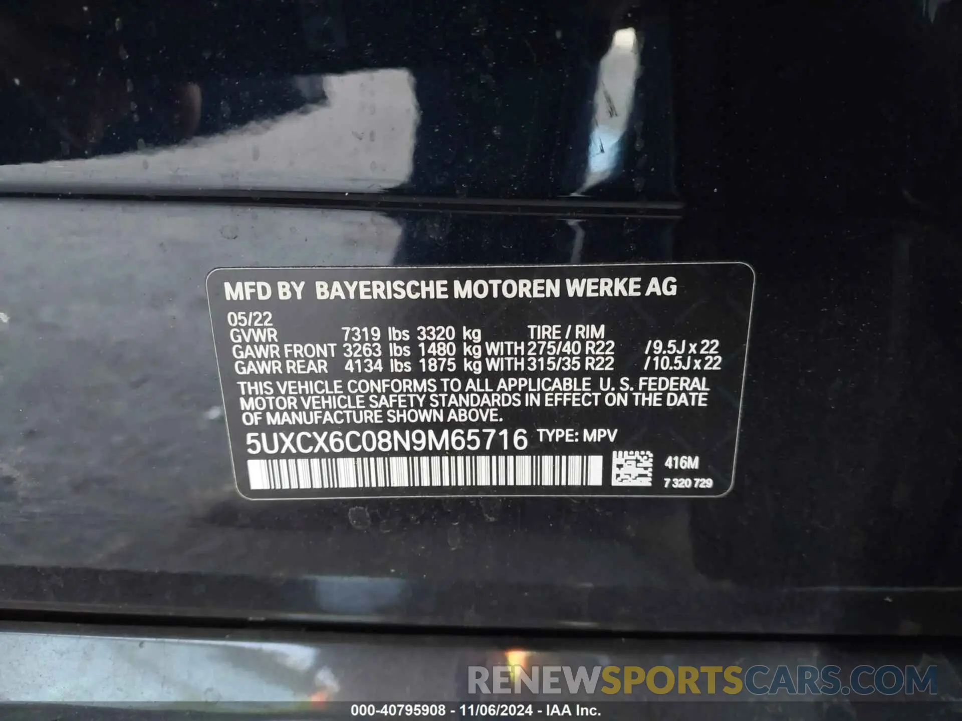 9 fotografías del automóvil dañado 5UXCX6C08N9M65716 BMW X7 2022