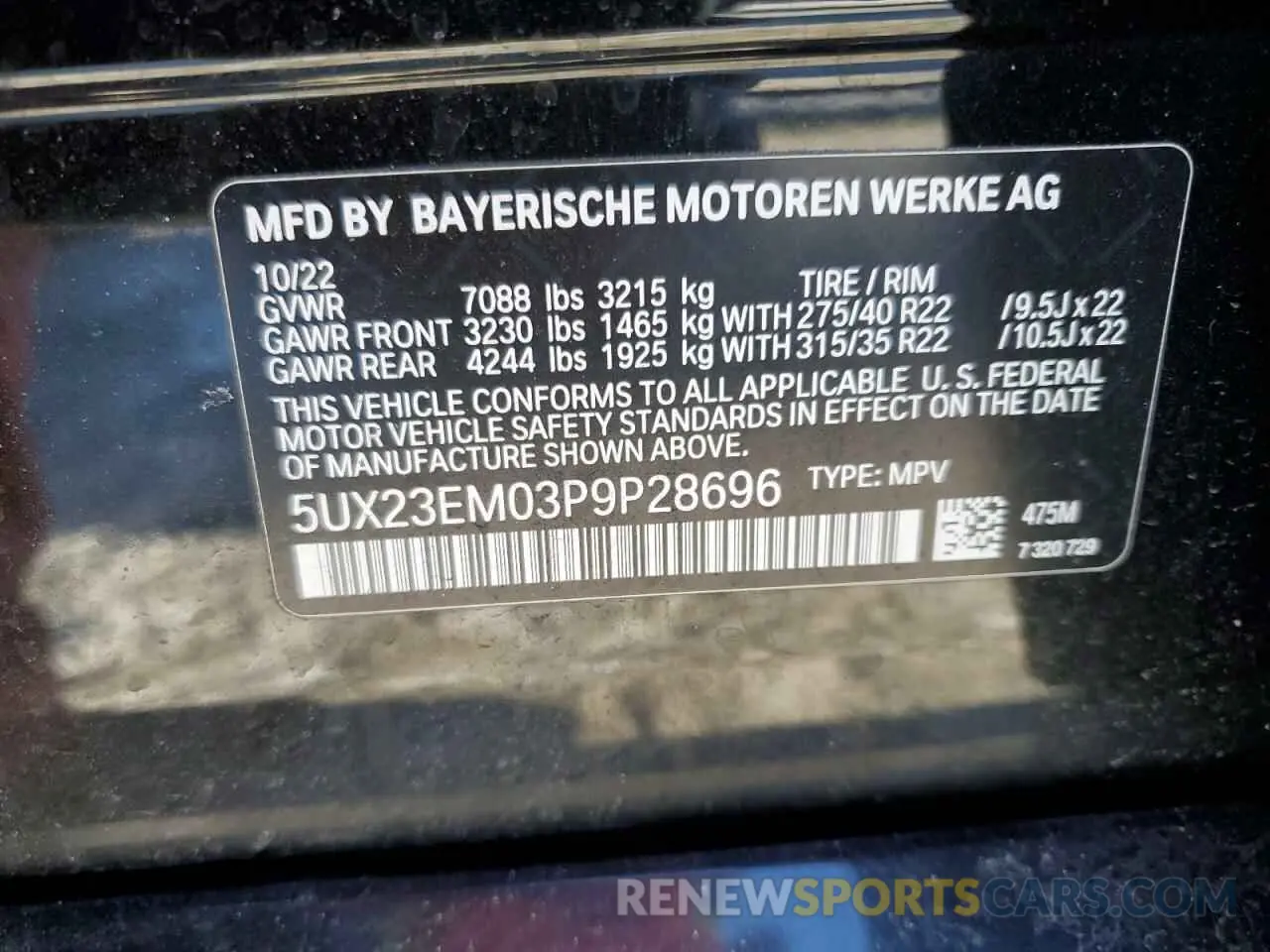 13 fotografías del automóvil dañado 5UX23EM03P9P28696 BMW X7 2023