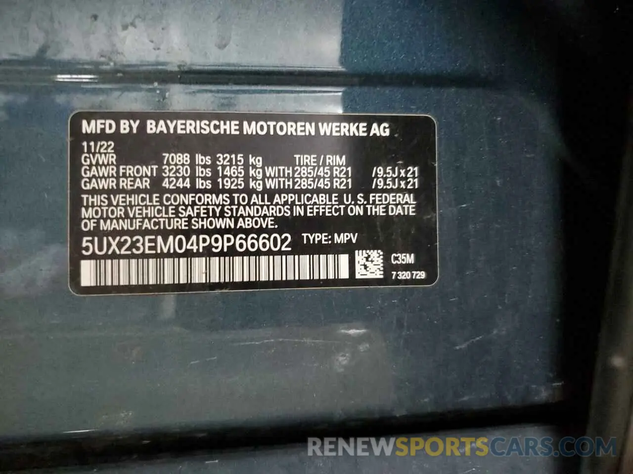 14 fotografías del automóvil dañado 5UX23EM04P9P66602 BMW X7 2023