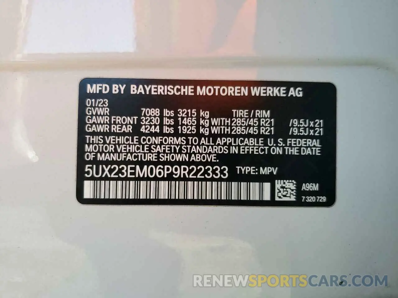 15 fotografías del automóvil dañado 5UX23EM06P9R22333 BMW X7 2023
