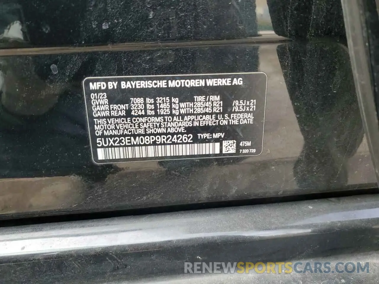 12 fotografías del automóvil dañado 5UX23EM08P9R24262 BMW X7 2023