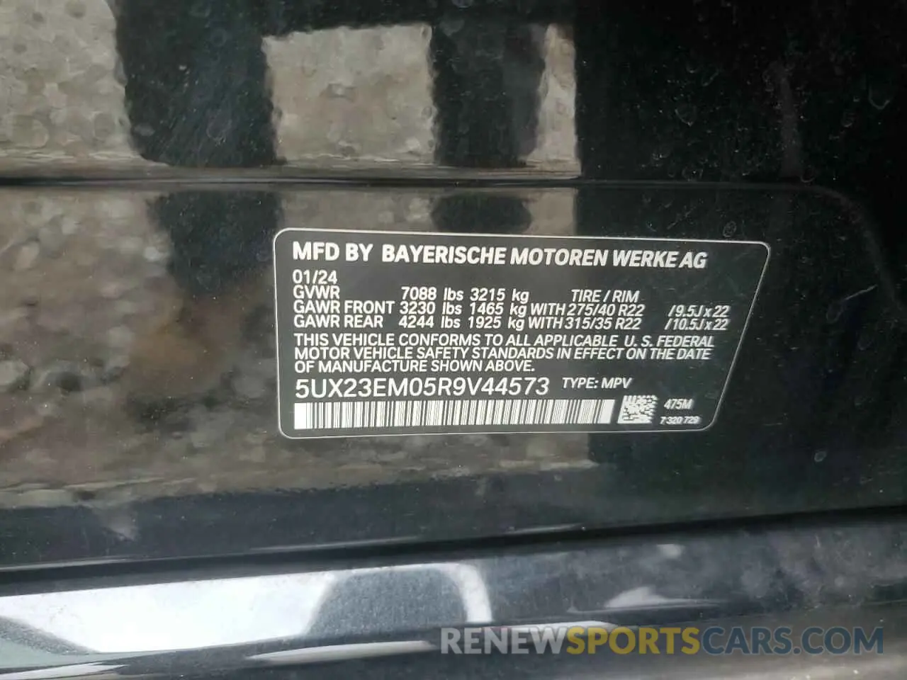 15 fotografías del automóvil dañado 5UX23EM05R9V44573 BMW X7 2024